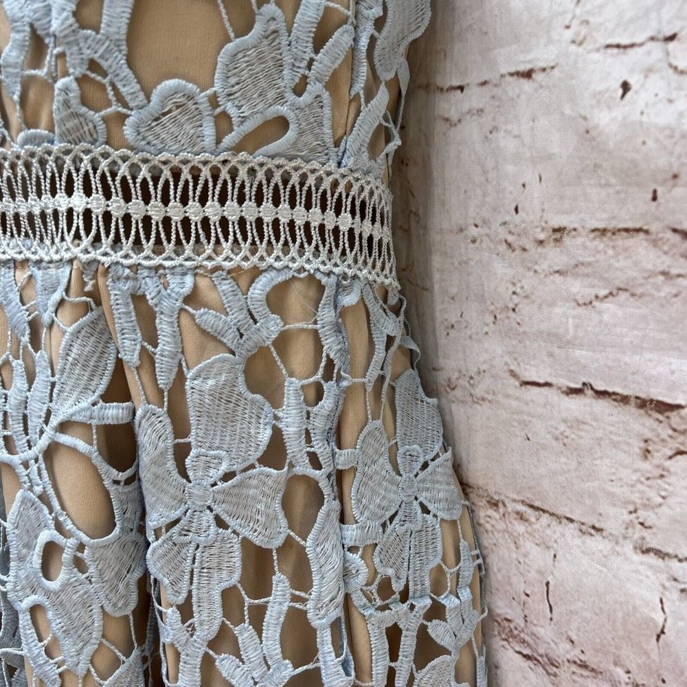 Romeo & Juliet Couture Pale Blue Crochet Midi Dress - Picture 4 of 6